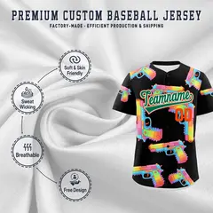 Black Kelly Green Firepower Graffiti Baseball Jersey 3