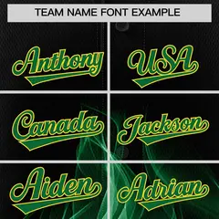 Black Kelly Green Gold Flame Graffiti Baseball Jersey 3