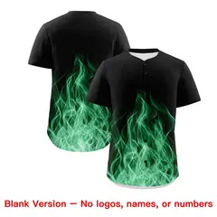 Black Kelly Green Gold Flame Graffiti Baseball Jersey 7
