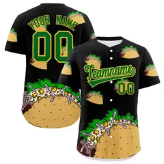 Black Kelly Green Gold Graffiti Mexican Style Baseball Jersey