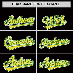 Black Kelly Green Gold Split Raglan Baseball Hoodie Jersey 3