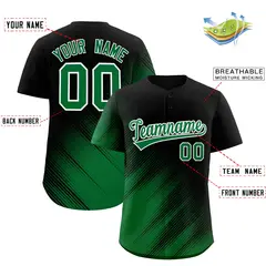 Black Kelly Green Gradient Diagonal Stripe Baseball Jersey 2