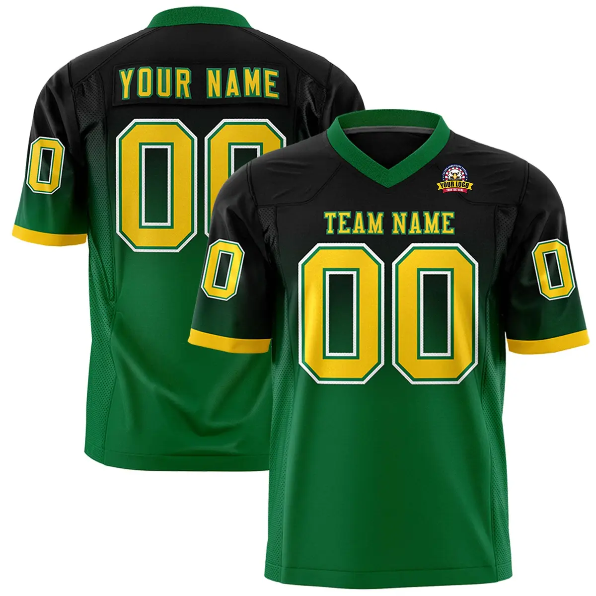 Black Kelly Green Gradient Fashion Authentic Football Jersey