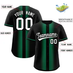 Black Kelly Green Gradient Lapel Fashion Baseball Jersey 2
