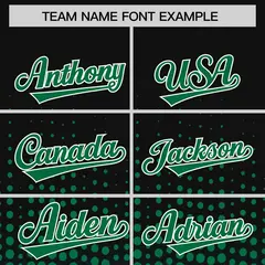 Black Kelly Green Gradient Polka Dot Full-Snap Letterman Baseball Jacket 3