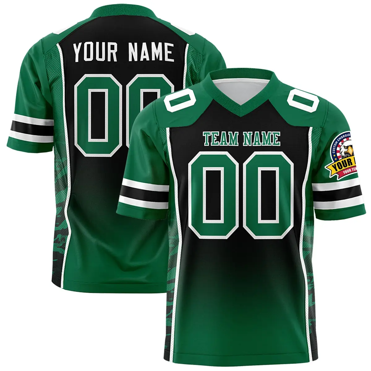 Black Kelly Green Gradient Side Pattern Football Jersey