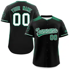 Black Kelly Green Gradient Side Star Pattern Baseball Jersey