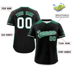 Black Kelly Green Gradient Side Star Pattern Baseball Jersey 2