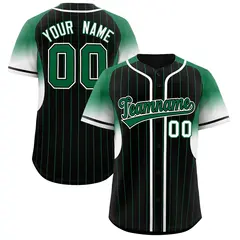 Black Kelly Green Gradient Stripe Sleeves Baseball Jersey
