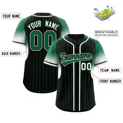 Black Kelly Green Gradient Stripe Sleeves Baseball Jersey 2