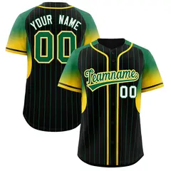 Black Kelly Green Gradient Stripe Sleeves Baseball Jersey