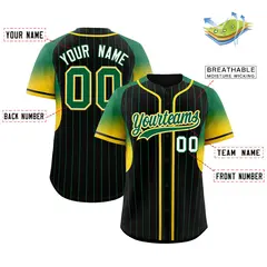 Black Kelly Green Gradient Stripe Sleeves Baseball Jersey 2
