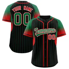 Black Kelly Green Gradient Stripe Sleeves Baseball Jersey