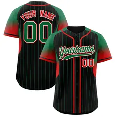 Black Kelly Green Gradient Stripe Sleeves Baseball Jersey 1
