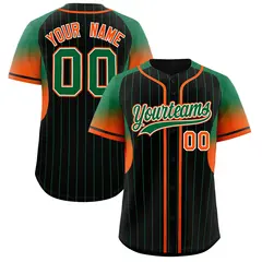 Black Kelly Green Gradient Stripe Sleeves Baseball Jersey 1