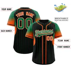 Black Kelly Green Gradient Stripe Sleeves Baseball Jersey 2