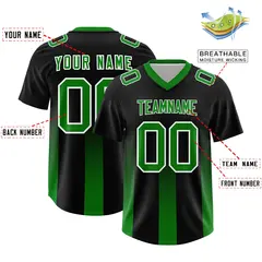 Black Kelly Green Gradient Vertical Stripe Football Jersey 2
