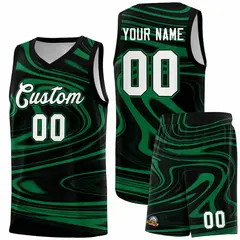 Black Kelly Green Graffiti Fluids Basketball Jersey Sets