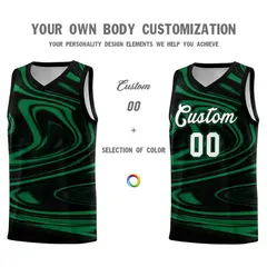 Black Kelly Green Graffiti Fluids Basketball Jersey Sets 3