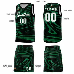 Black Kelly Green Graffiti Fluids Basketball Jersey Sets 5