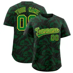 Black Kelly Green Graffiti Pattern Baseball Jersey