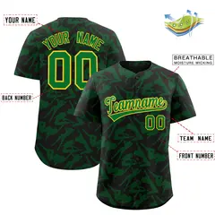 Black Kelly Green Graffiti Pattern Baseball Jersey 2
