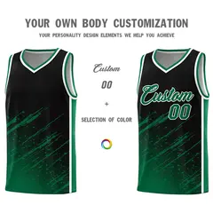 Black Kelly Green Graffiti Splash Basketball Uniforms 3