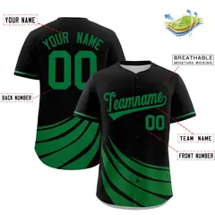 Black Kelly Green Graffiti Wind Mark Pattern Baseball Jersey 2