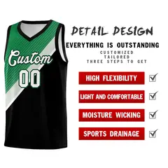 Black Kelly Green Gray Diagonal Stripes Color Block Basketball Jersey 2