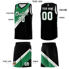 Black Kelly Green Gray Diagonal Stripes Color Block Basketball Jersey 5