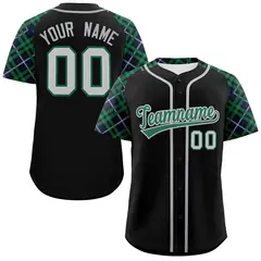 Black Kelly Green Gray Raglan Sleeves Baseball Jersey 1