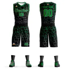 Black Kelly Green-Gray Spotted Graffiti Basketball Jersey