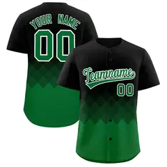 Black Kelly Green Grid Blur Pattern Baseball Jersey
