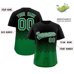 Black Kelly Green Grid Blur Pattern Baseball Jersey 2