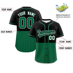 Black Kelly Green Half Stripe Authentic Baseball Jersey 2
