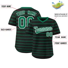 Black Kelly Green Horizontal Stripe Pullover Baseball Jersey 2
