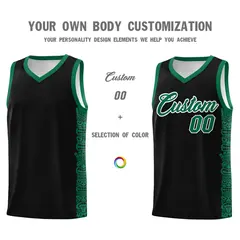Black Kelly Green Indians Pattern Basketball Uniform Jersey 3