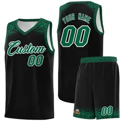 Black Kelly Green Indians Print Basketball Jersey