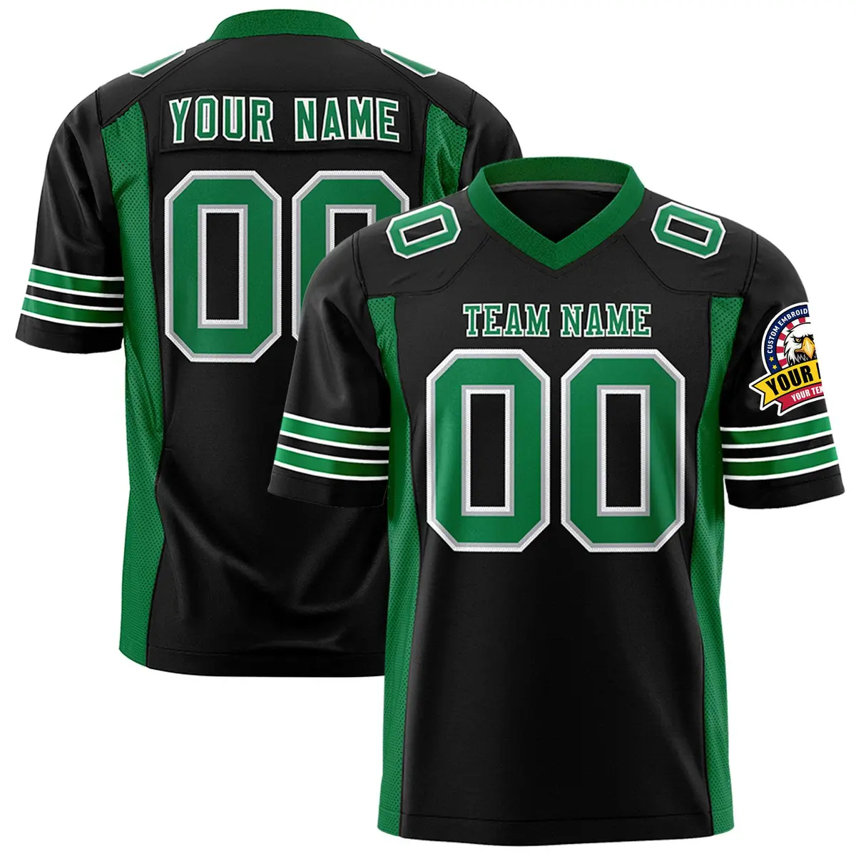 Black Kelly Green Insert Color Authentic Football Jersey
