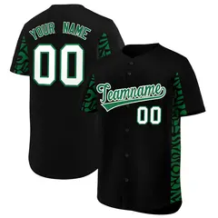 Black Kelly Green Leopard Graffiti Side Baseball Jersey 1