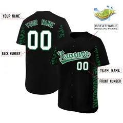 Black Kelly Green Leopard Graffiti Side Baseball Jersey 2