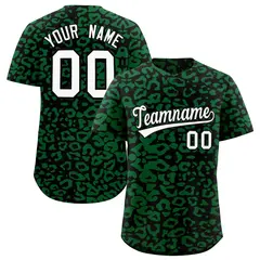 Black Kelly Green Leopard Print Baseball Jersey