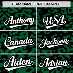Black Kelly Green Leopard Print Baseball Jersey 3