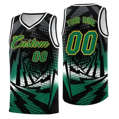 Black Kelly Green Lightning Halftone Dot Basketball Jersey 1