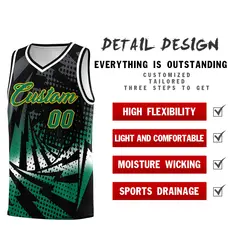 Black Kelly Green Lightning Halftone Dot Basketball Jersey 2