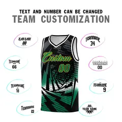 Black Kelly Green Lightning Halftone Dot Basketball Jersey 4