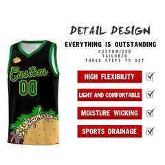 Black Kelly Green Mexican Colors Graffiti Basketball Jersey 2