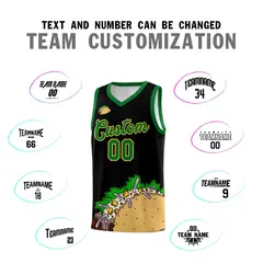Black Kelly Green Mexican Colors Graffiti Basketball Jersey 3