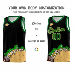 Black Kelly Green Mexican Colors Graffiti Basketball Jersey 4