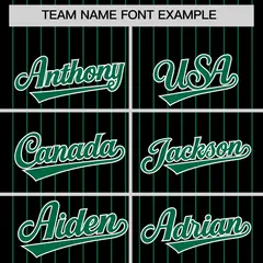 Black Kelly Green Pinstripe Two-Tone Baseball Jersey 3